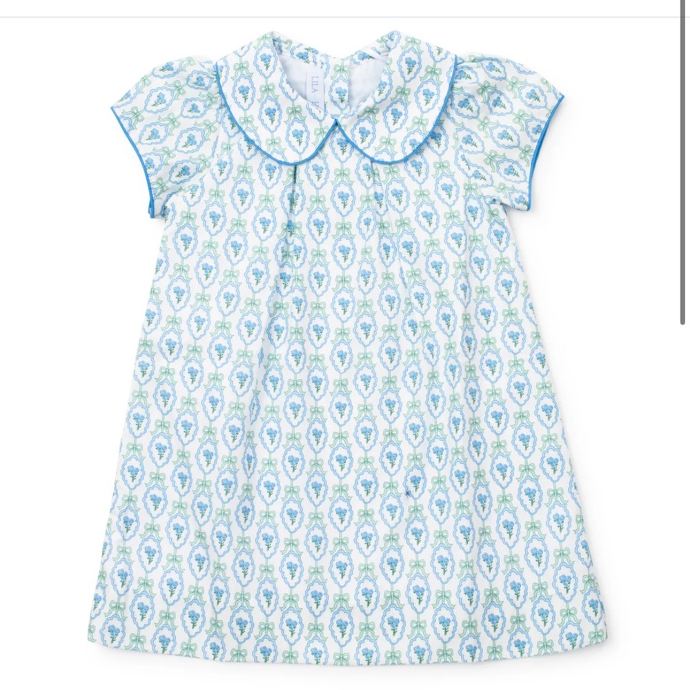 Chic Kids' Patterned Dress - Blue and White